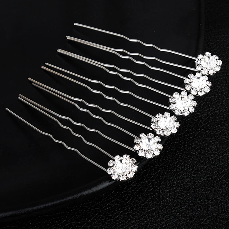 12PK/Set Fashion Rhinestone Flower Cute Hairpin Elegant Jewelry Hair Accessories Hairpin Party Headdress For Women