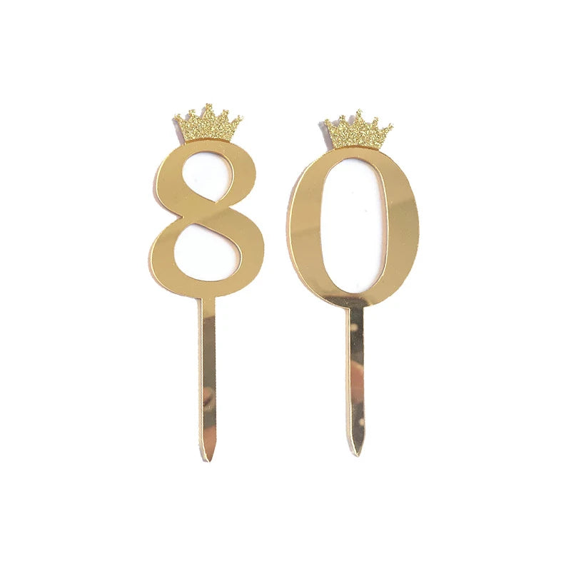 Happy Birthday Cake Topper Wedding Decorations Acrylic Cake Topper Gold Silver Numbers 10 16 18 20 30 Cake Decoration Tools
