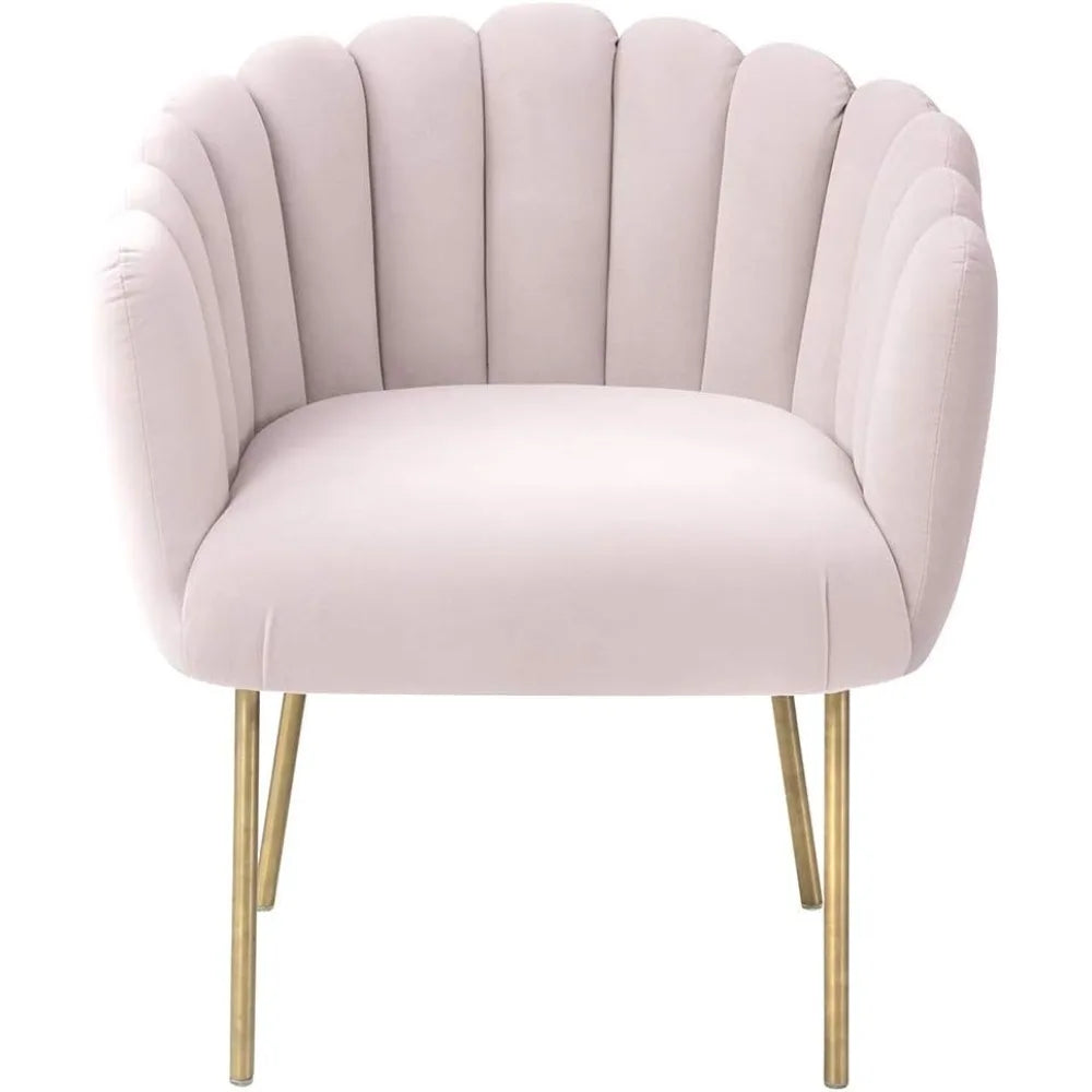 Dolores Modern Blush Velvet Accent Chair - Feather-Filled Seat with Brushed Gold Legs, Easy-Clean Upholstered Side Chair