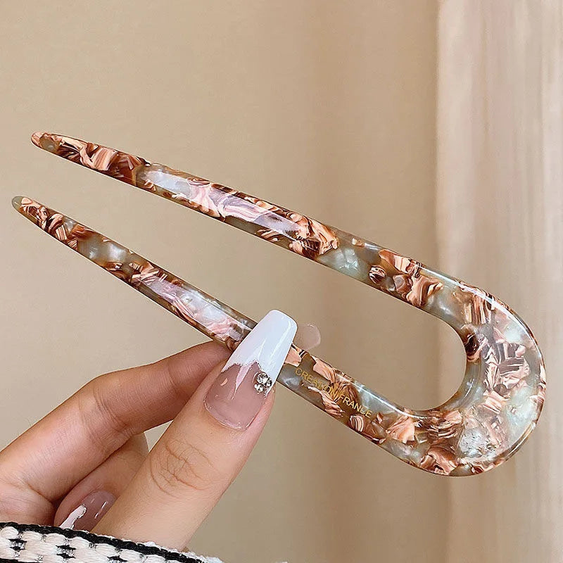 French Styles Hair Forks Hair Sticks Acetic Acid U-Shape Hair pins Bun Women Girls Vintage Hairstyle Hair Accessories Headband