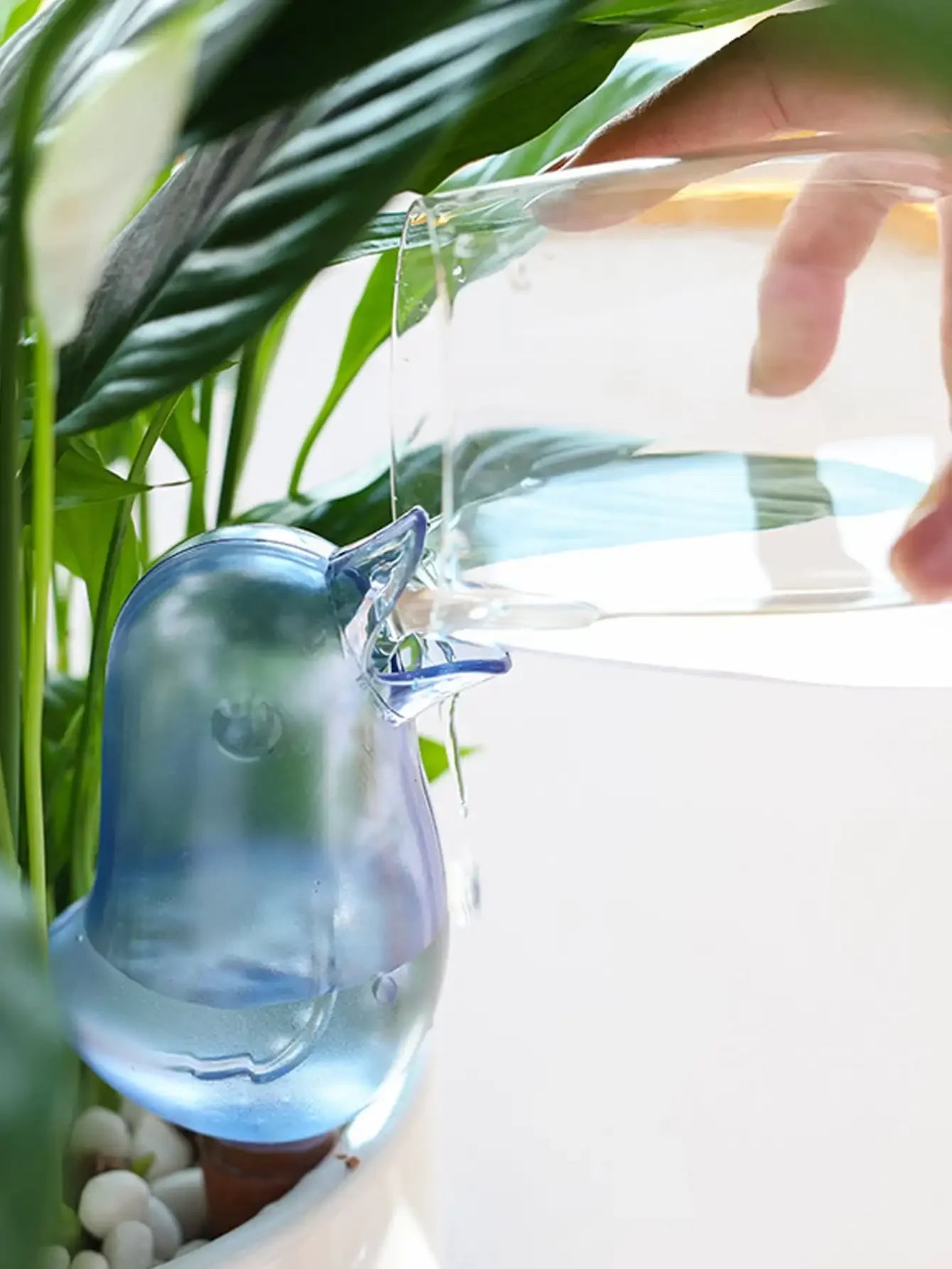 Automatic Flower Waterer, Self-Watering Water Balloon, Bird Shaped Hand Blown Plastic Plant Waterer for Home Garden