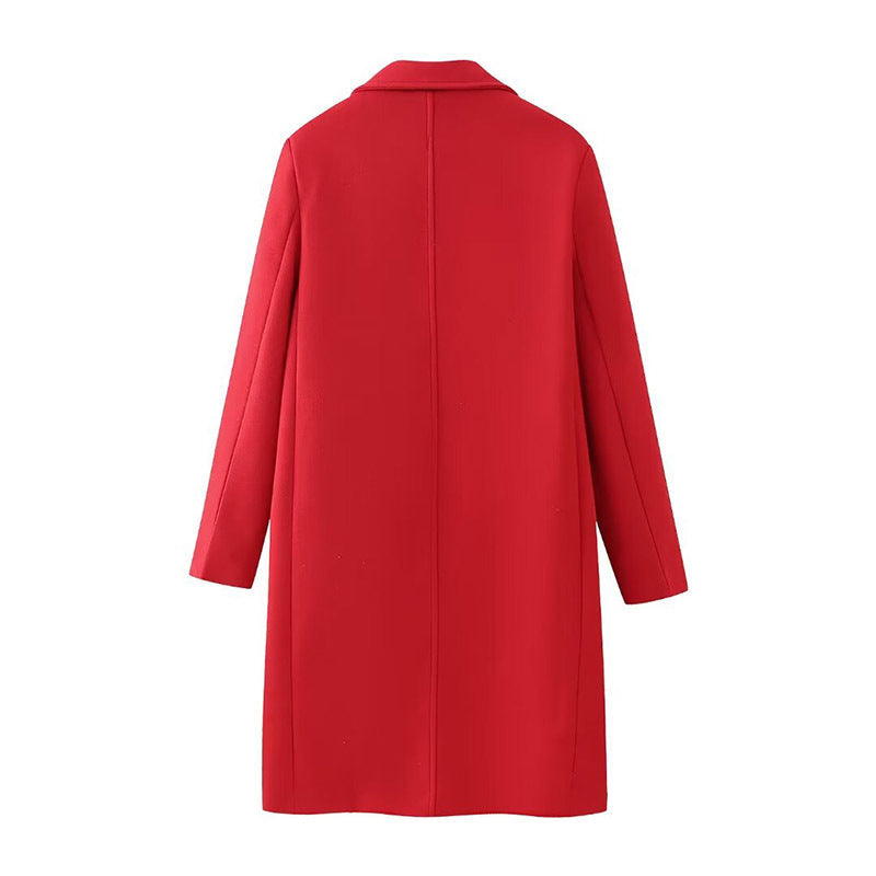Double-Breasted Long Red Overcoat – Haute Edition 25
