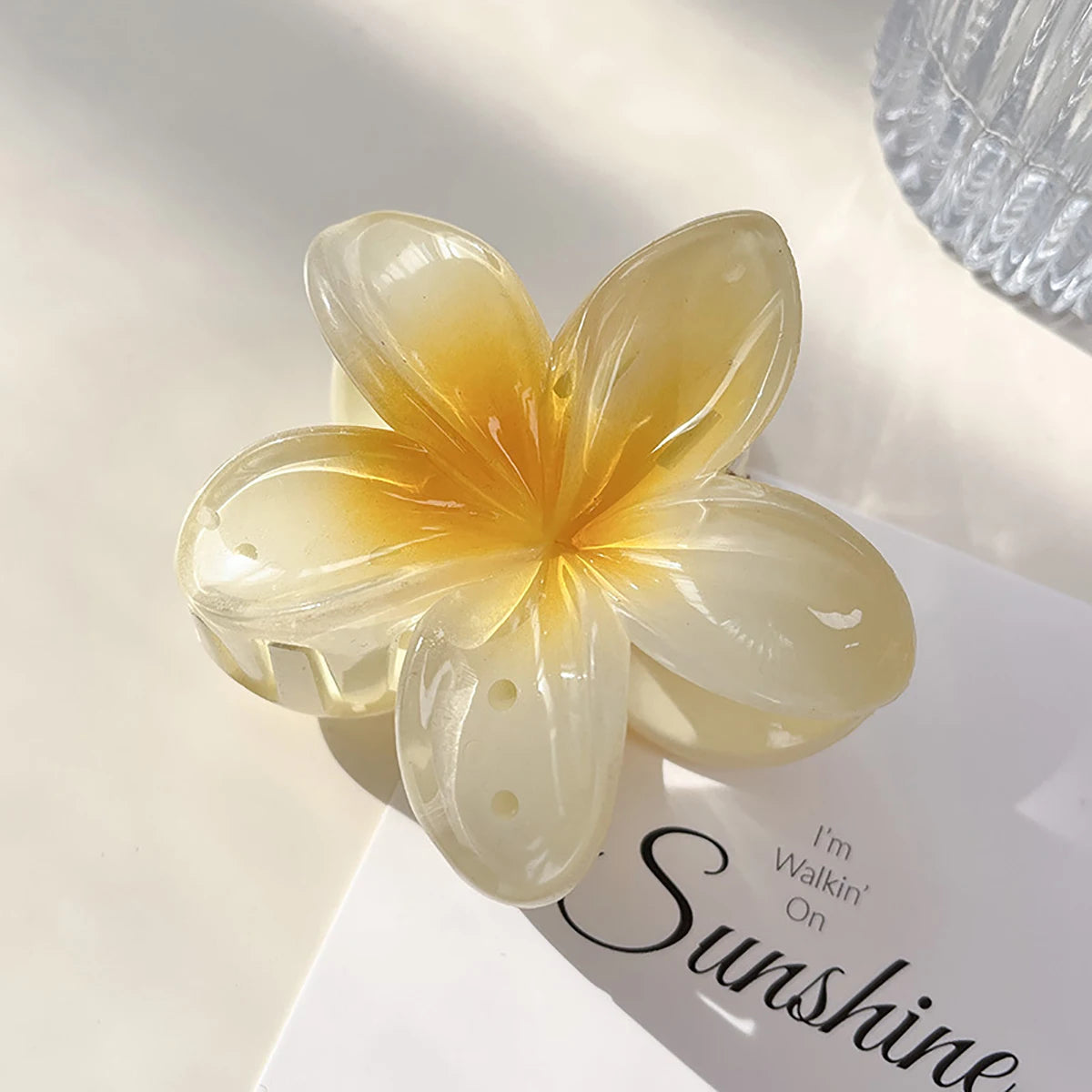 Gradient Frangipani Hair Clip Plumeria Hairpin Ins Style Ponytail Holder Barrette Sweet Shark Claws Party Hair Accessories