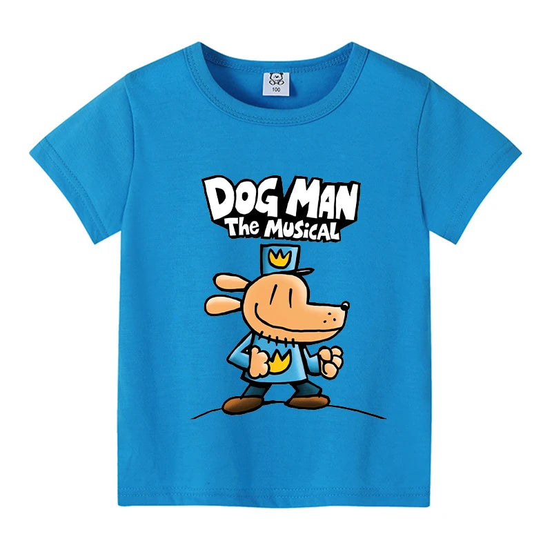 New Dog Man Children T-shirts Cute Cartoon Figure Printed T-shirt Kawaii Baby Boys Casuals Short Sleeves Tops 2025 Kids Clothes