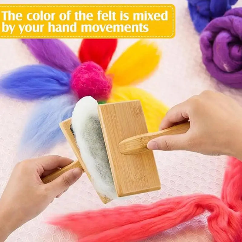 Wool Blending Board Carding Brush Set Smooth Handle Wool Comb 8 Pieces Sturdy Yarn Brush Wool Blending Board for Pet Dog Puppy