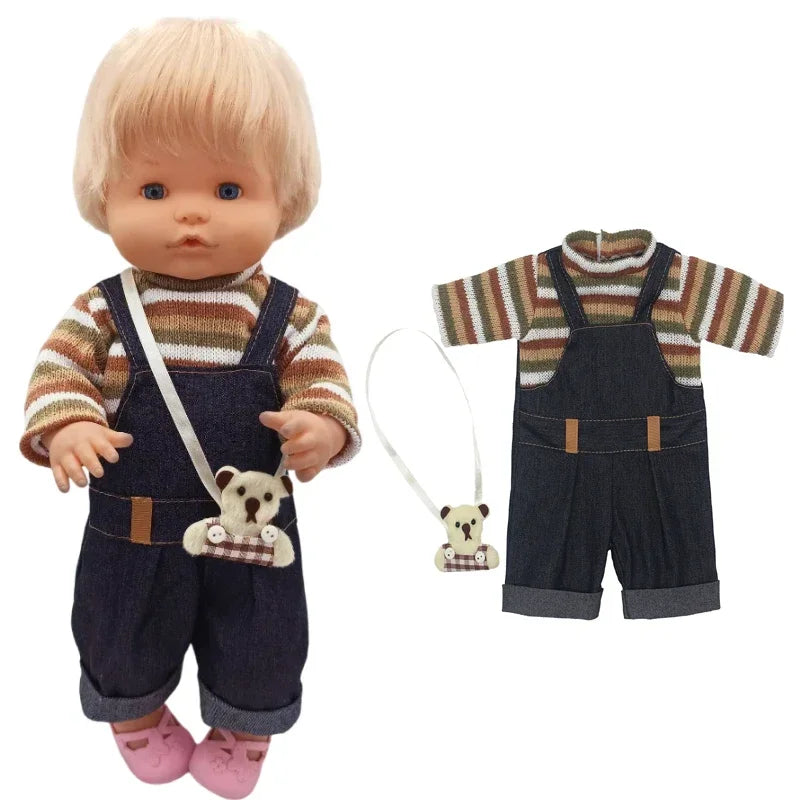 40cm Baby Doll Boy Clothes Grey Rompers Sock Hat For 38 Cm Nenuco Doll Clothing Ropa Y Su Hermanita Toys Wears