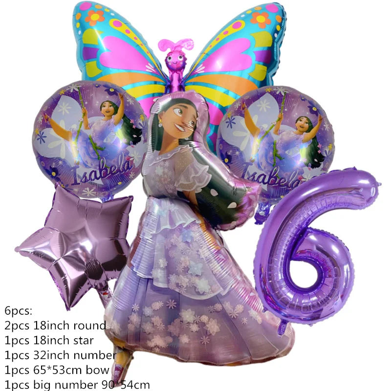 Disney Encanto Mirabel Isabella Party Balloons Set 32inch Purple Number Foil Balloons For Kids 1 2 3th Birthday Decor Air Globos