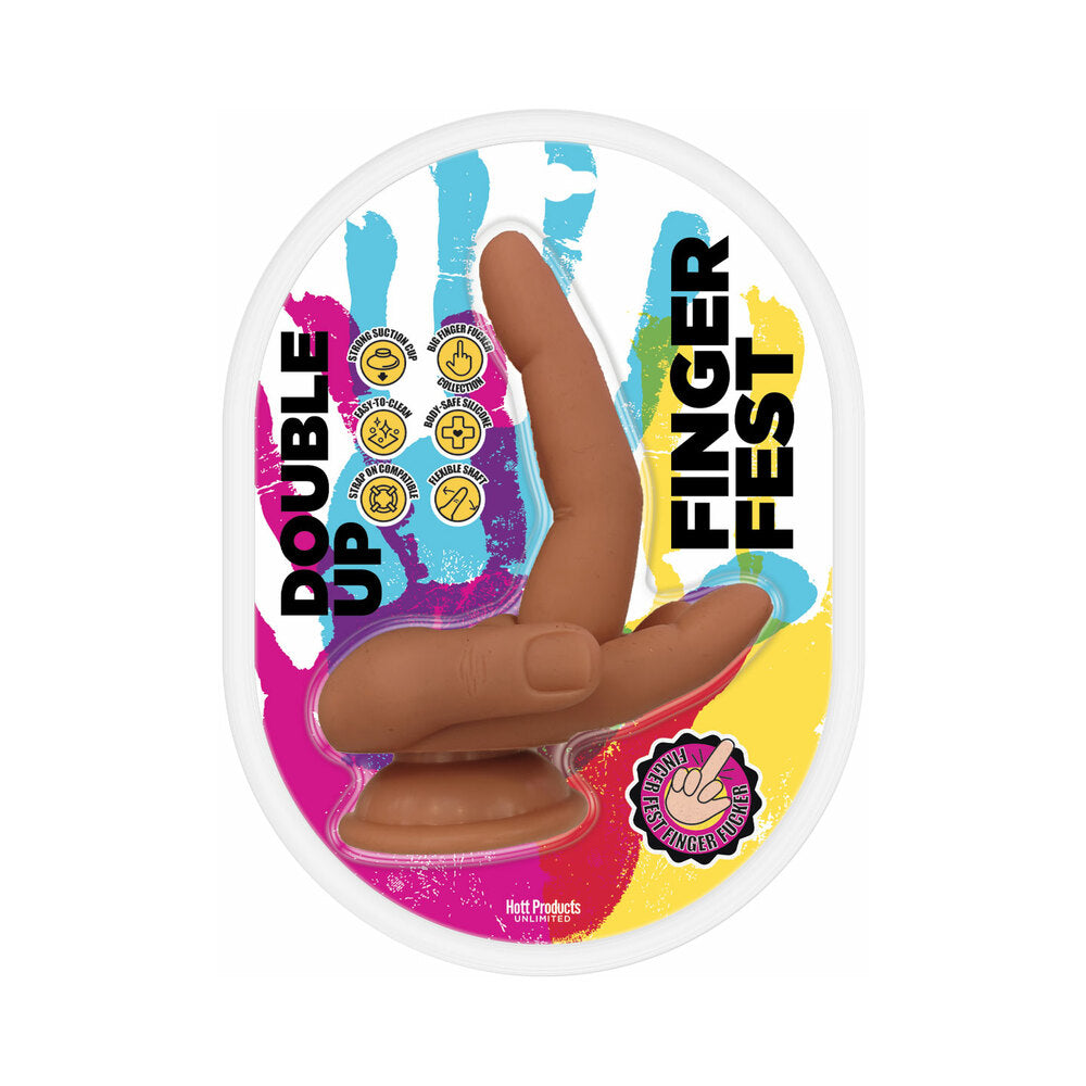 Finger Fest Double Up Dildo Tan 7.3"
