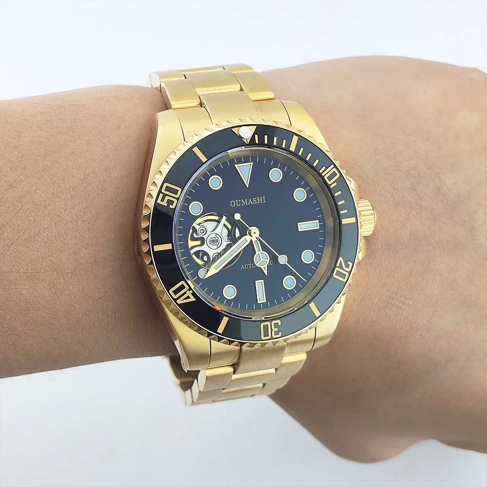Men's Automatic Mechanical watch NH38 movement Hollow dial 316L stainless steel sapphire glass Diameter 39.5mm NH38 Diving watch