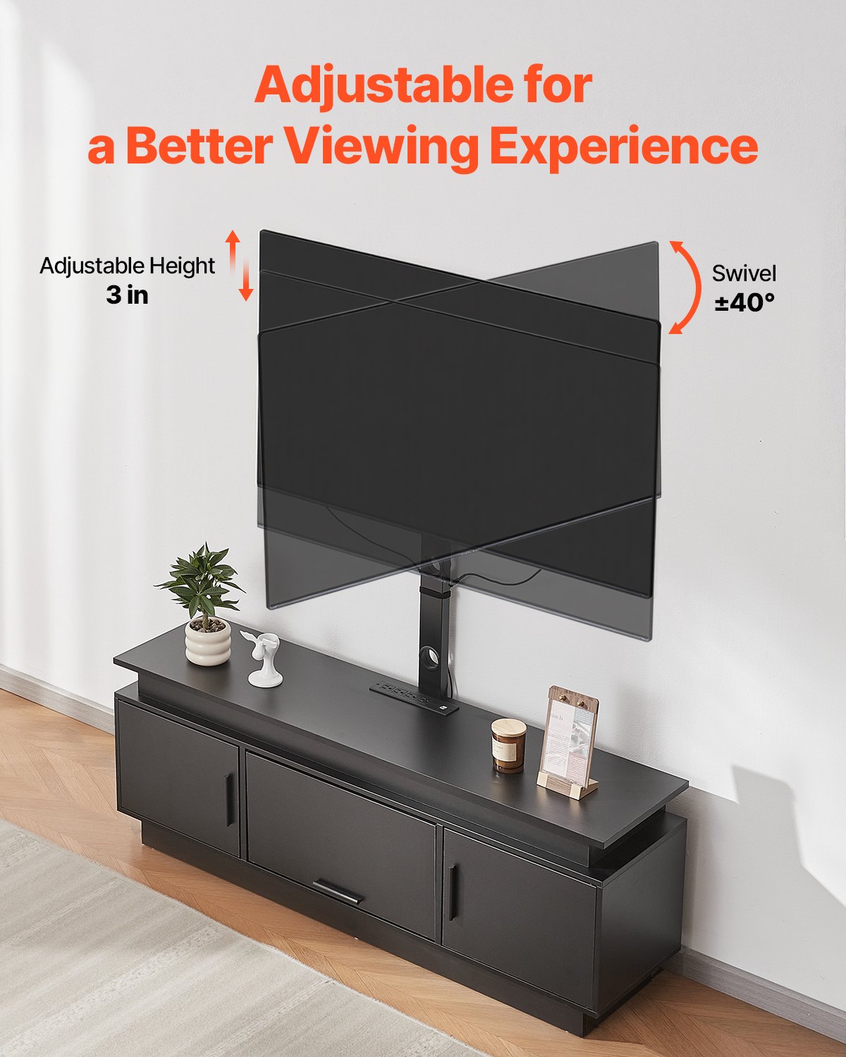60" TV Stand With Mount For Up To 75 In TVs, Entertainment Center With