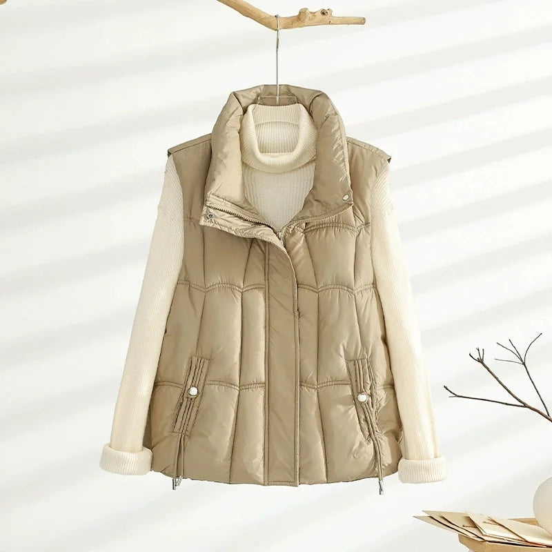 Autumn Winter Down Cotton Vest Jacket Women Sleevele Parkas Thicken Warm Vest Coat Female Waistcoat Ladies Tops Chaleco Mujer