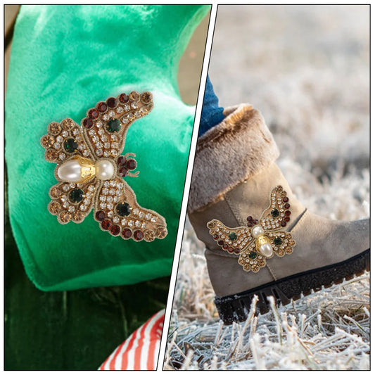 2 Pcs Apparel Hot Glue Bottom Cloth Sticker Bride Shoe Jewelry Clips Imitation Pearls Clothing Patch Repairing Patches