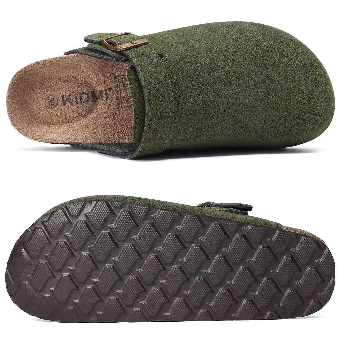 Smile Pop New Fashion Women's Suede Clogs With Back Strap Men's Leather Mules Cork Footbed Slip on Potato Shoes For Women & Men