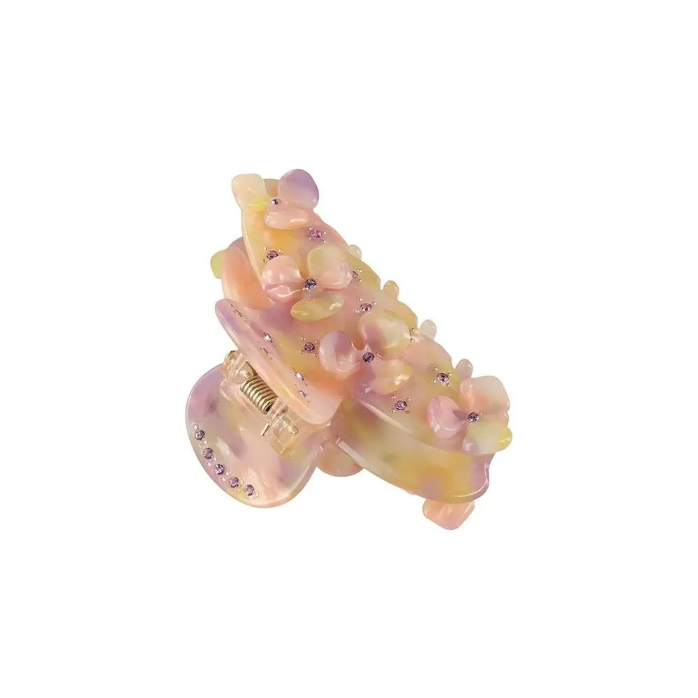 Crystal Flower Acetate White Colorful Barrettes Blue Purple Flower Hair Clips Hair Ornaments Acetate Hair Claw Korean Style