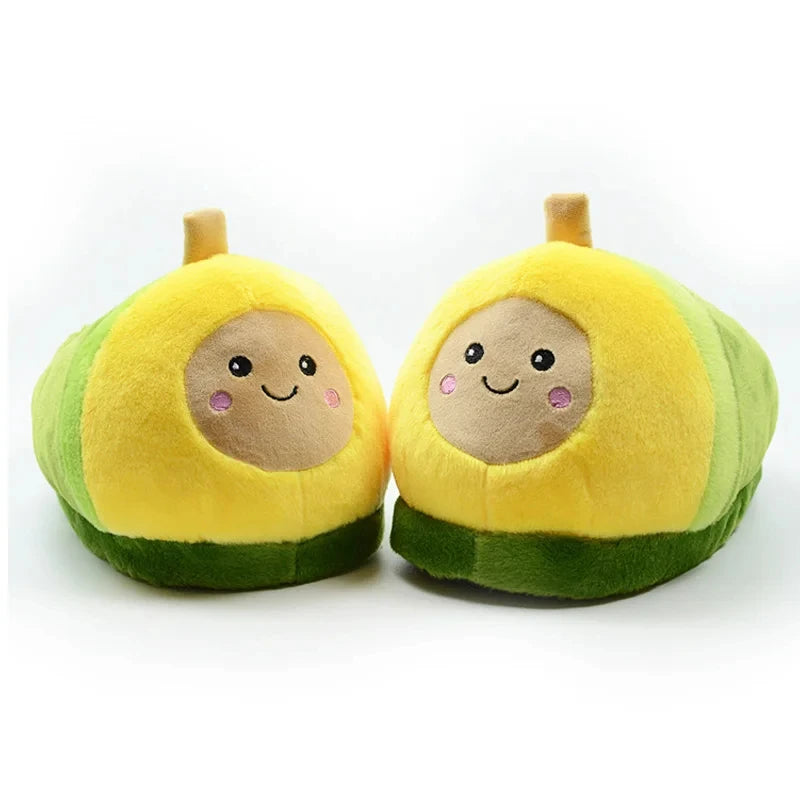 Avocado cartoon slippers cute all-inclusive semi-warm autumn and winter slippers