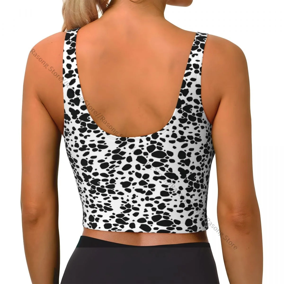 Women Sexy Sports Vest Dalmatian Dog Pattern Female Streetwear Sport Lingerie Tee Crop Top