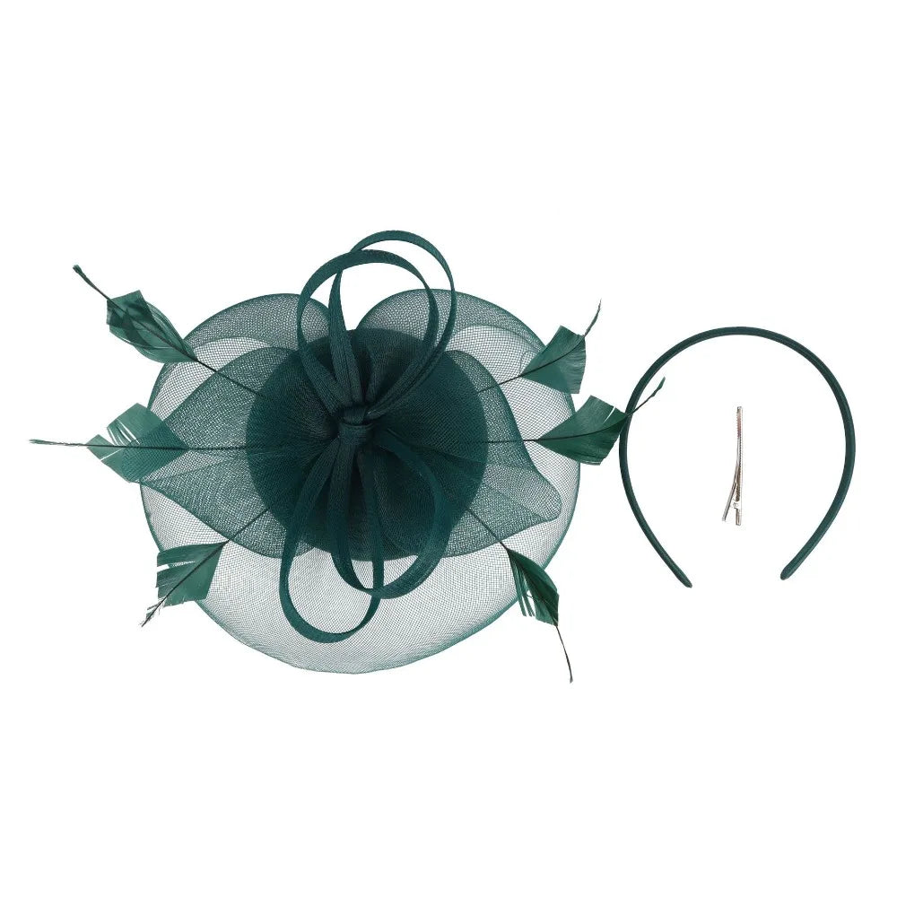 Fashion Feathers Mesh Fascinator Hat Elegant Exquisite Veil Hat Headwear Hair Hoop Sweet Bride Headband Cocktail Party