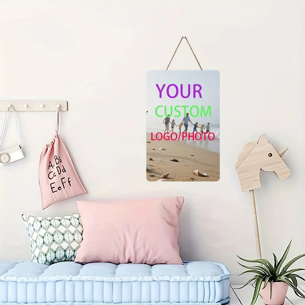 1 Piece of Customized Retro Wooden Sign - Art Decoration for Home, Bar, Cafe Decoration, Size 30X 18cm - Upload Your Photos or Text, No Power Required, Simple Wall Hanging Design, Classic Style |