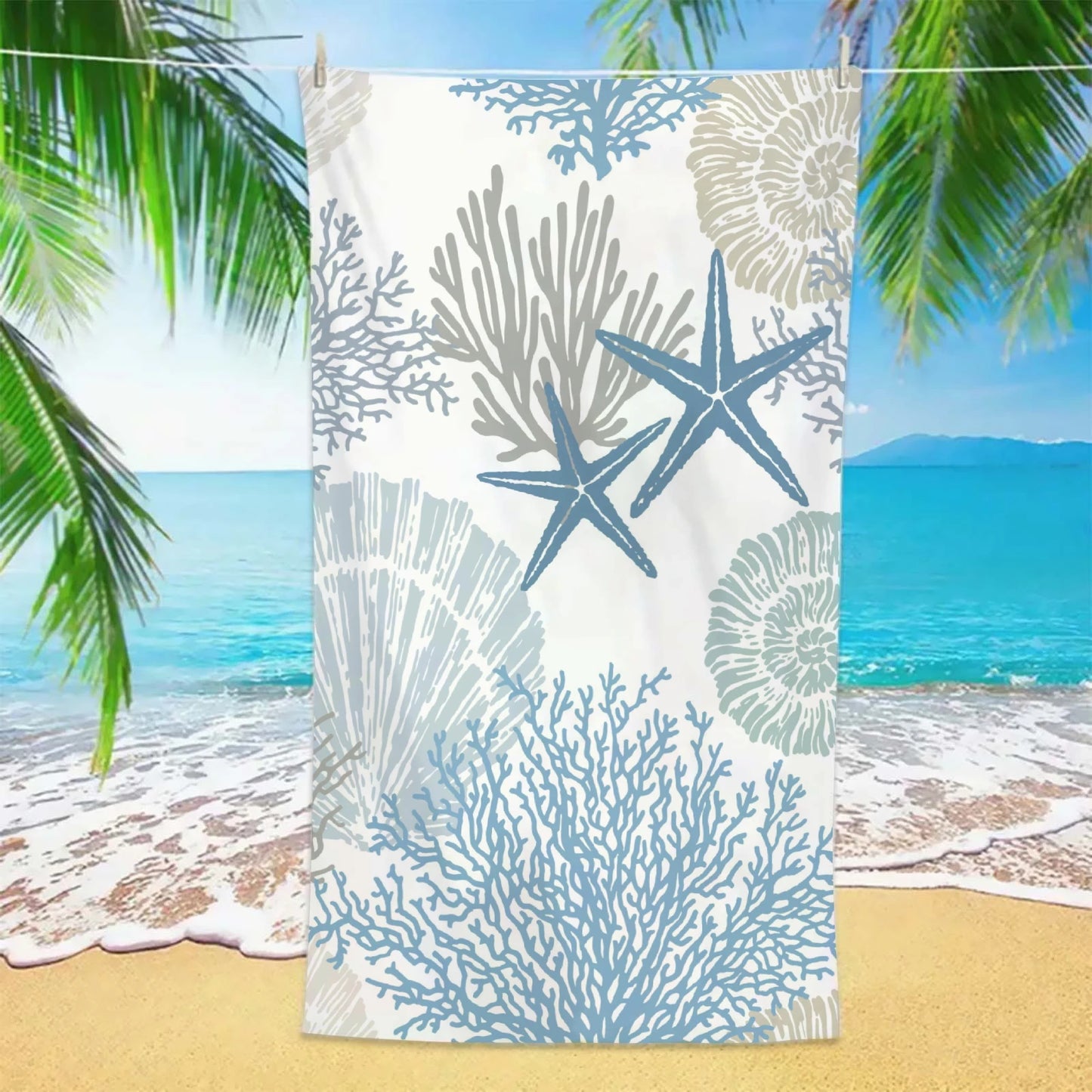 1PC Starfish Beach Towel Sea Side Pool Towel Holiday Birthday Gifts For Adult Quick-Drying Bath Towels Sea 70x140cm 140x180cm
