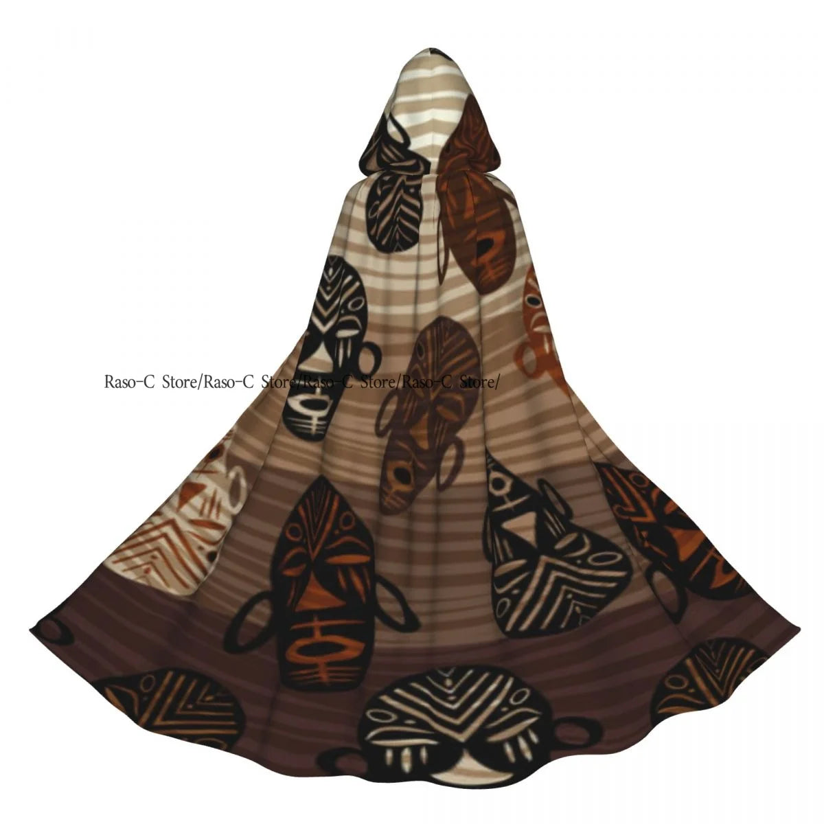 Unisex Adult Abstract Asian Of Drum Player Cloak with Hood Long Witch Costume Cosplay