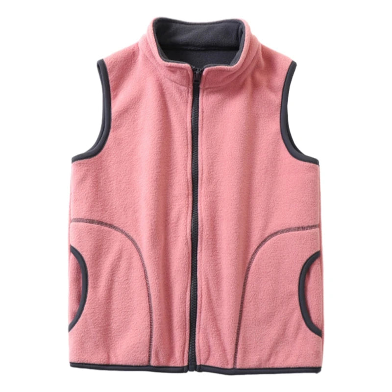 Solid Teenager Outwear Waistcoat Sleeveless Jacket Polar Fleece Children Vest for Boy Girl Warm Winter Kid Vest Toddler Clothing