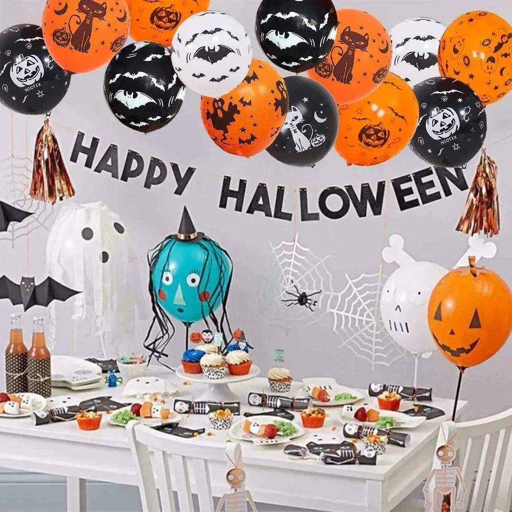 12 Inch Halloween Pumpkin Latex Balloons With Light LED Glow In The Dark Pumpkin Ghost Balloons Halloween Party Decorations