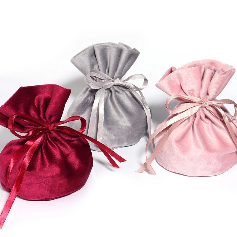 High Quality Pink Velvet Bag Gift Bags for Wedding Party Christmas Drawstring Gift Bags Candy Pouches Velvet Package Bags
