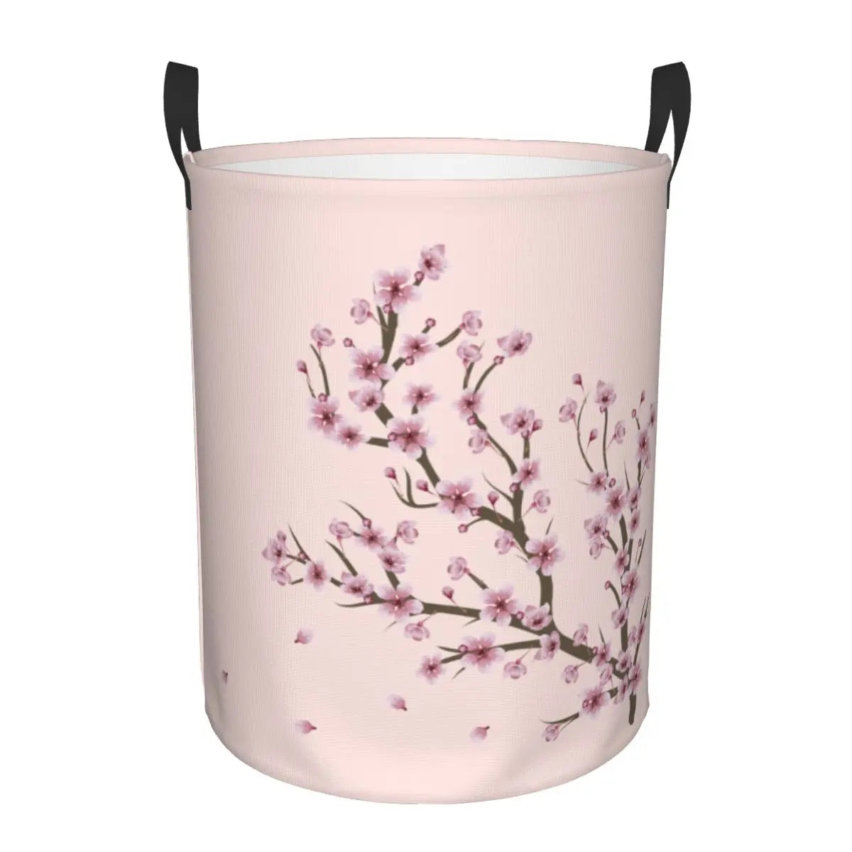 Custom Blooming Sakura Branch Laundry Basket Foldable Cherry Blossom Japanese Flower Clothes Hamper for Baby Kid Toy Storage Bin