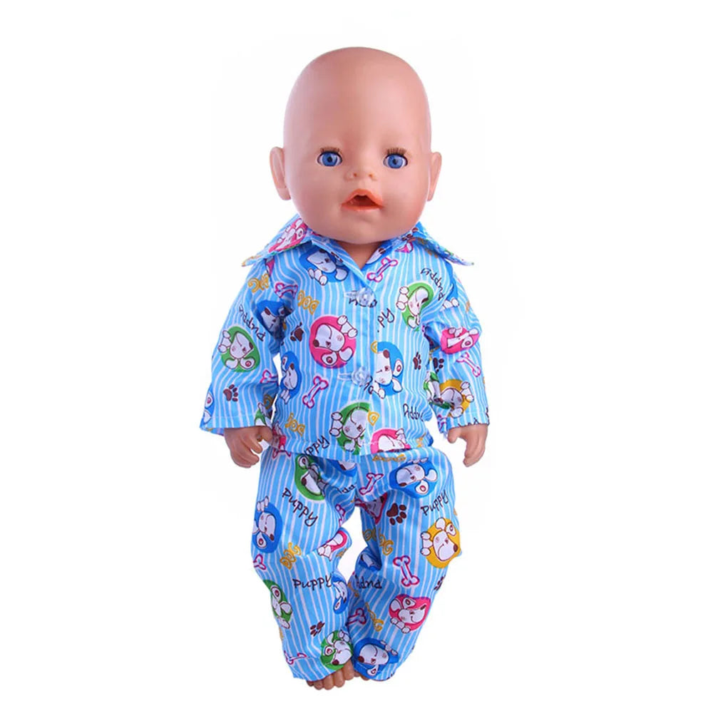 Doll Clothes Cartoon Animal Print Pajama Shirt For 18 inch American & 43Cm Reborn Baby OG Girl's Accessories Baby Clothes Gifts