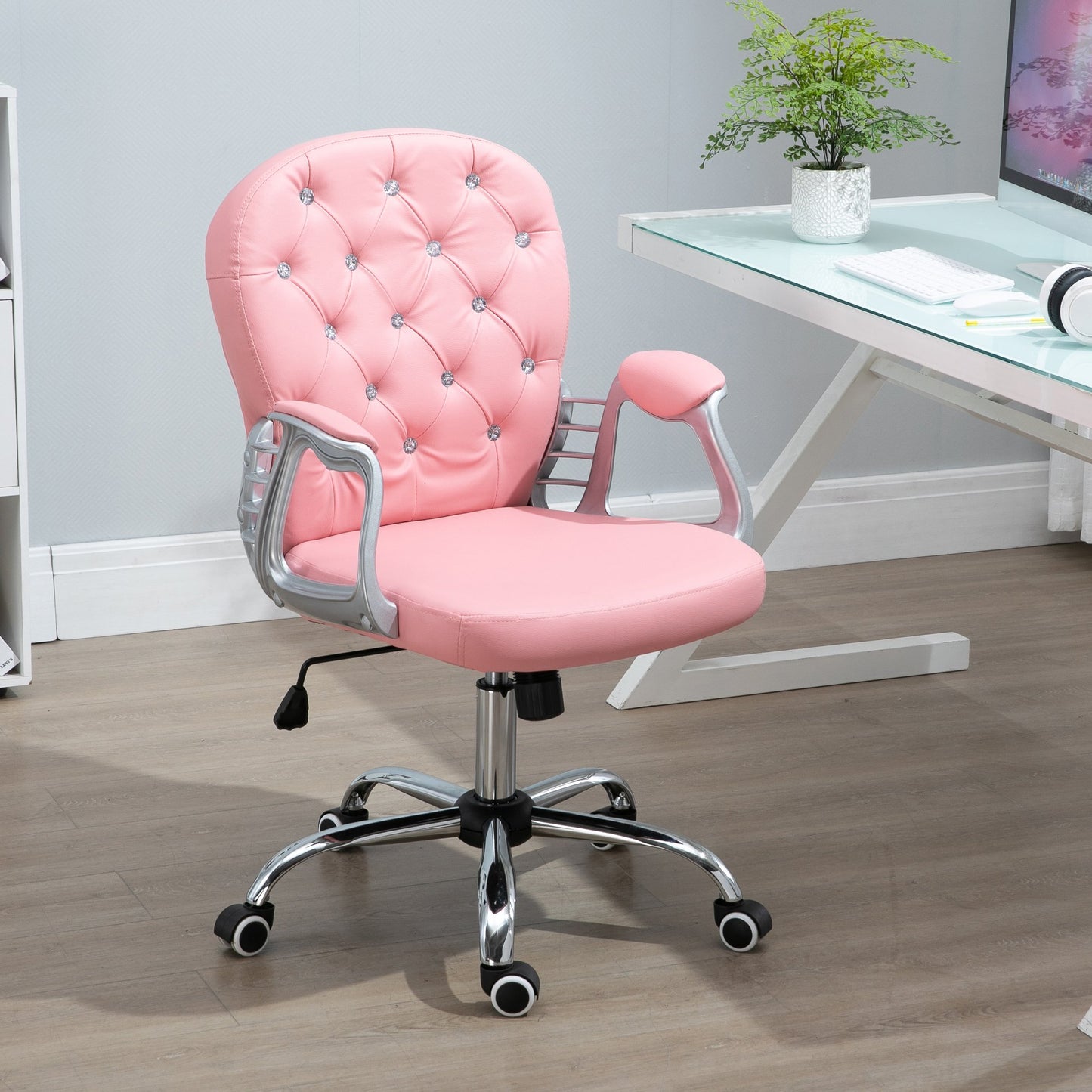 Vinsetto Vanity Office Chair Tufted Backrest Swivel Rolling with
