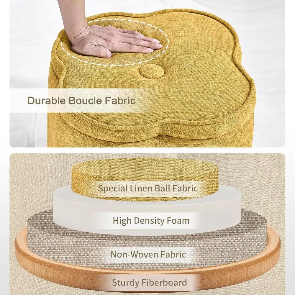 18"Flower Foot Rest Ottoman with Storage,Chenille Fabric Pouf Ottoman for Home Decor,Vanity Stool, Extra Seating for Living Room