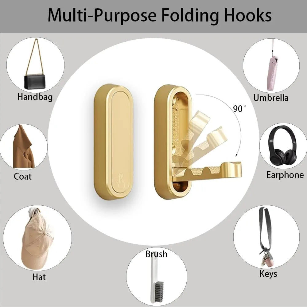 4pcs folding coat hook, foldable wall hook, heavy duty wall hooks for hanging coats, scarves, hats, towel, bathrobes, keys, bags