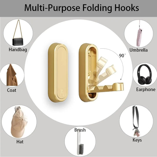 4pcs folding coat hook, foldable wall hook, heavy duty wall hooks for hanging coats, scarves, hats, towel, bathrobes, keys, bags