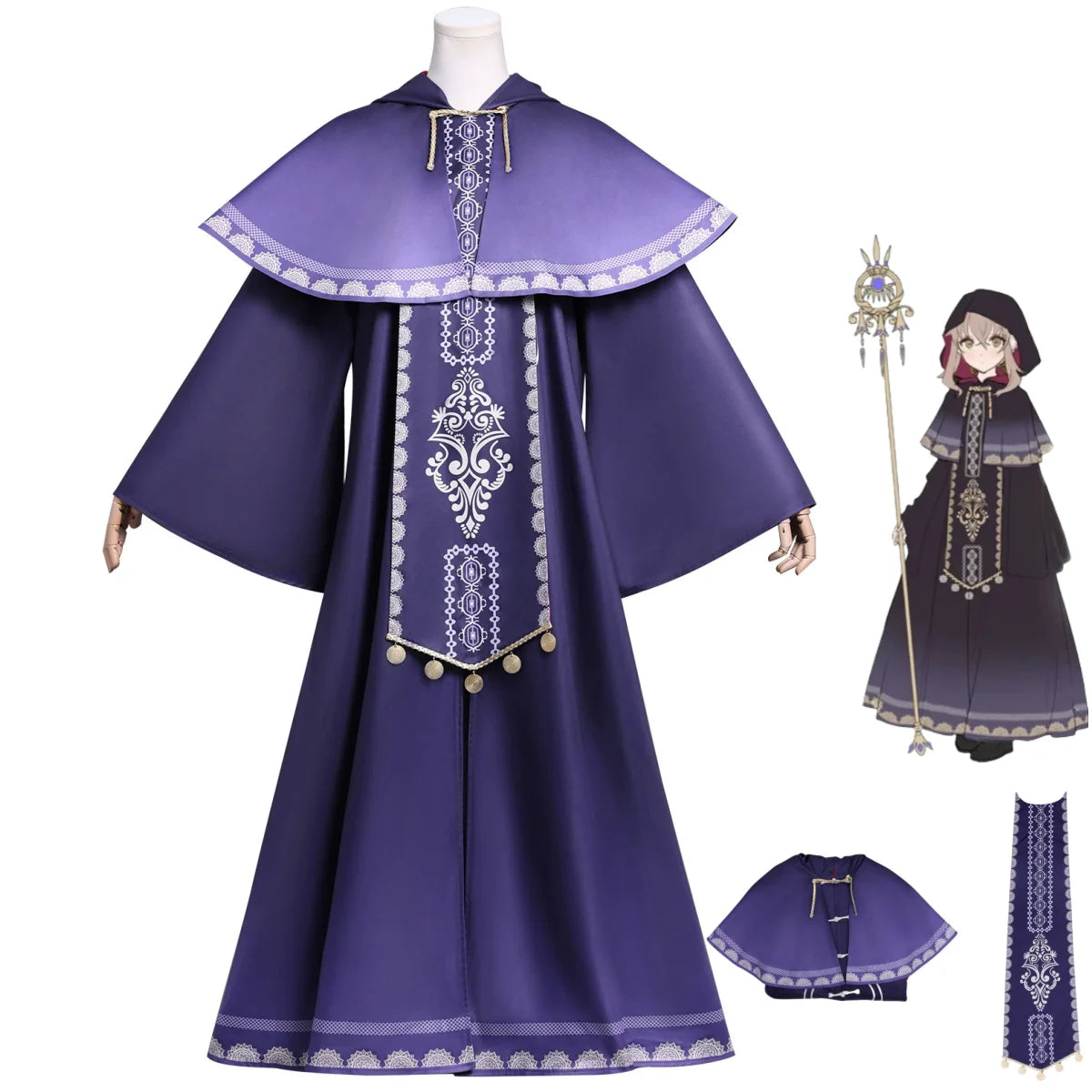 Anime Silent Witch Monica Everett Cosplay Costume Purple Robe Dress Coat Uniform Woman Cute Halloween Masked Ball Suit