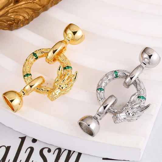 Juya 18K Real Gold Plated Snake Connector Fastener Hook Clasps Accessories For DIY Needlework Cuba Chains Pearls Jewelry Making