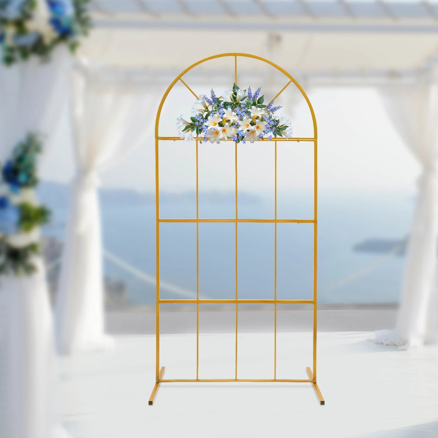 Wedding Arch Stand, 6.5ft Tall Iron Flower Holder, Freestanding H-Base for Bouquets/Balloons, Perfect for Weddings/Parties/Event