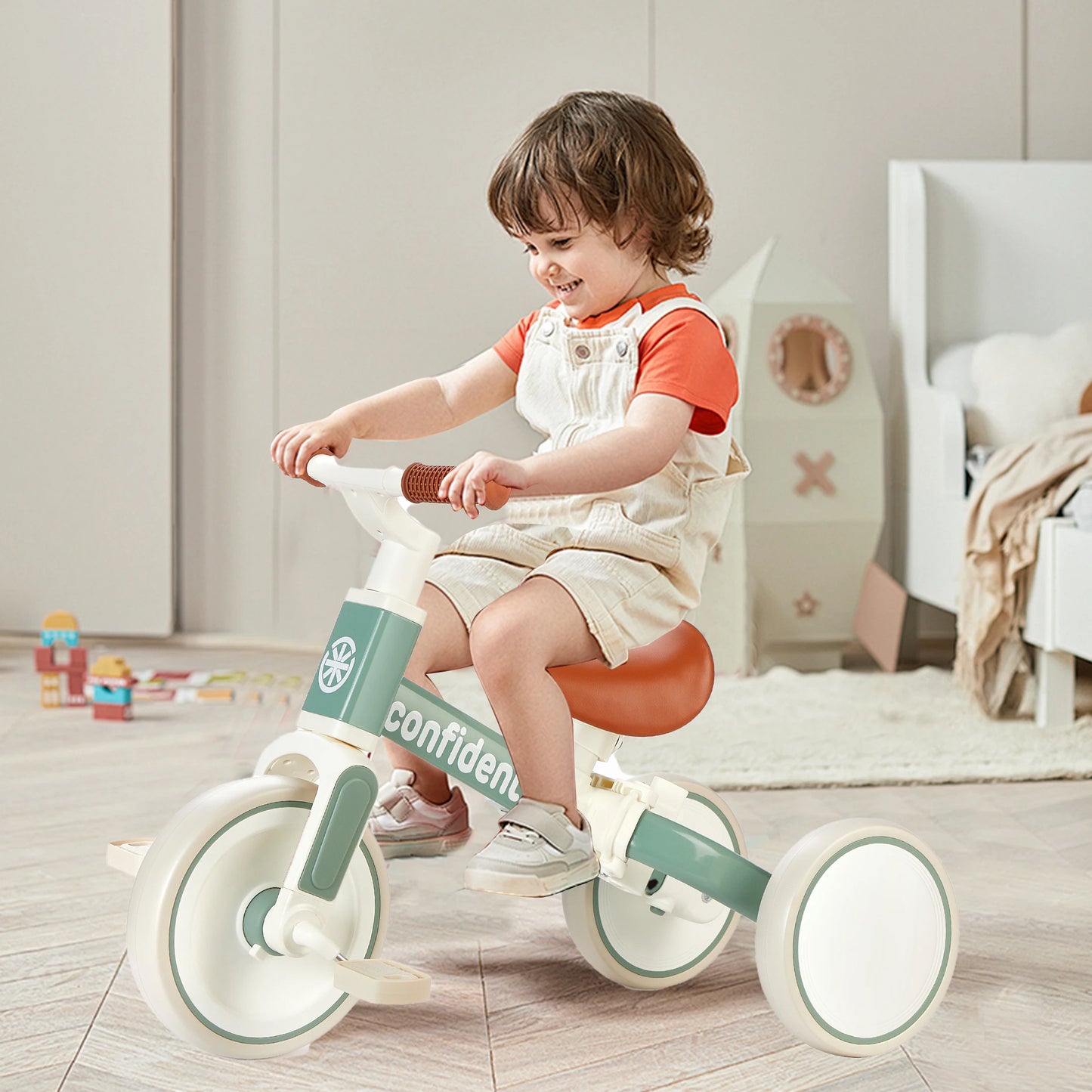 Baby Balance Bike for Kids 1/2/3 Years Old Toddler Trike with Parent Steering Push Handle Kids Trike Christmas and Birthday Gift