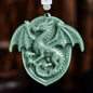 Natural Burmese Jadeite Dragon Pendant Necklace Gemstone Carved Amulet Vintage Luxury Real Jade Jewelry Charm Gifts for Women