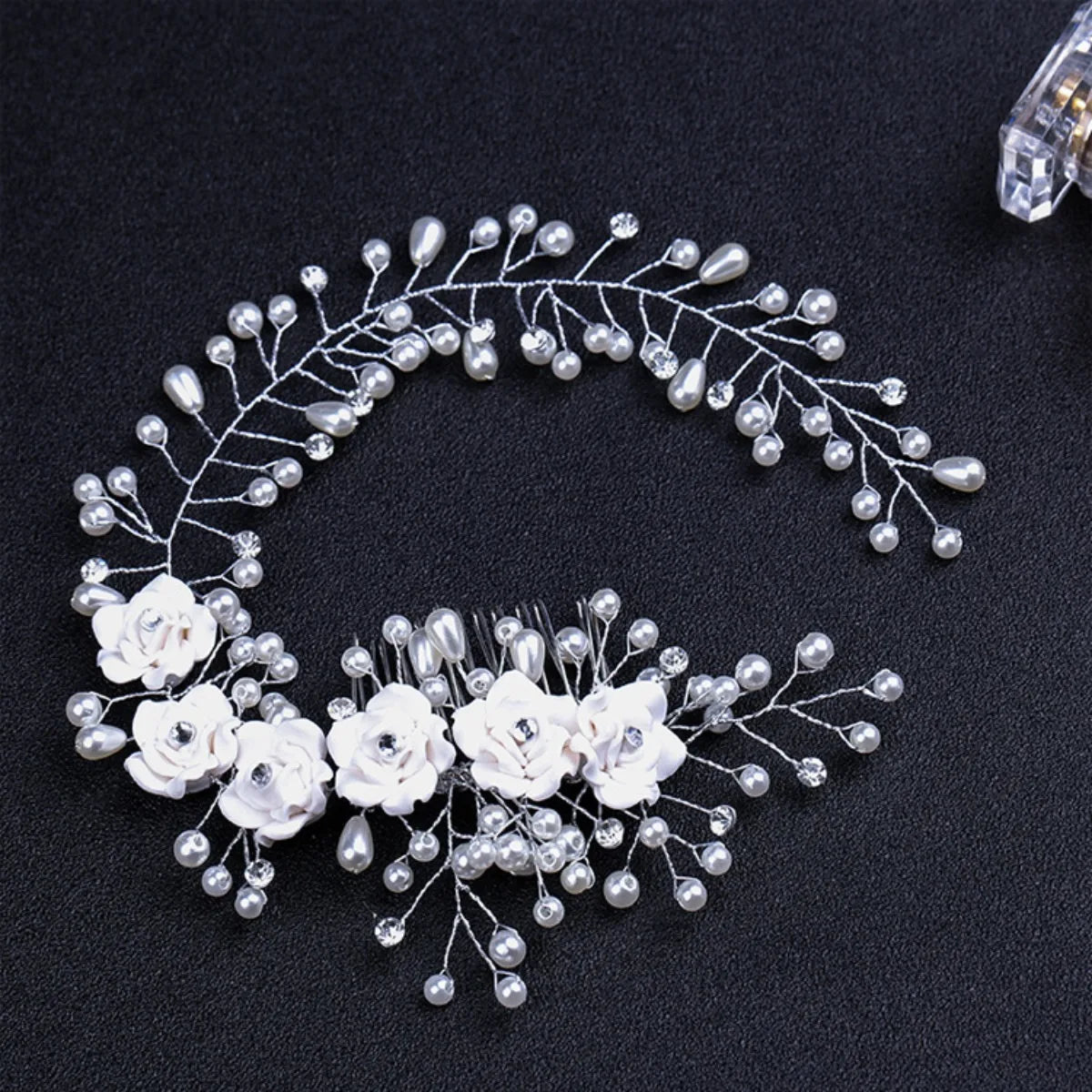 Elegant Ceramic Flower Bridal Comb Korean Style Handmade Wedding Hair Fork Bride Hair Accessory Gift for Her Special Day