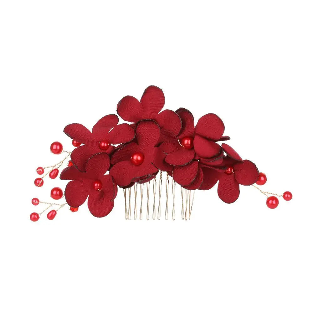 Flower Hair Comb Elegant Bridal Crystal Hair Ornaments Rustic Wedding Floral Women Flower Leaf Hair Comb Brides Hair Accessories