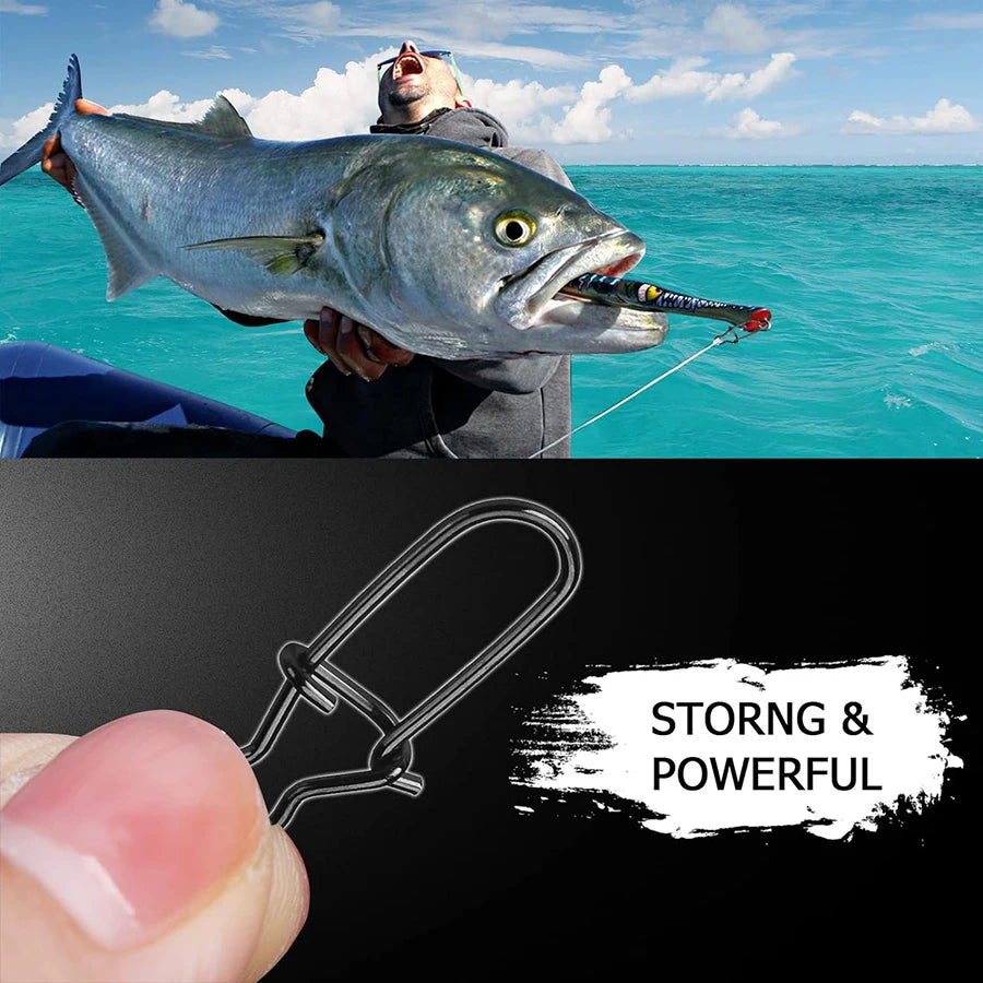 50Pcs Crankbait Snaps Stainless Steel Duo Lock Lure Snaps Quick Change Fishing Clips Fast Speed Clips Snap Hook Connector