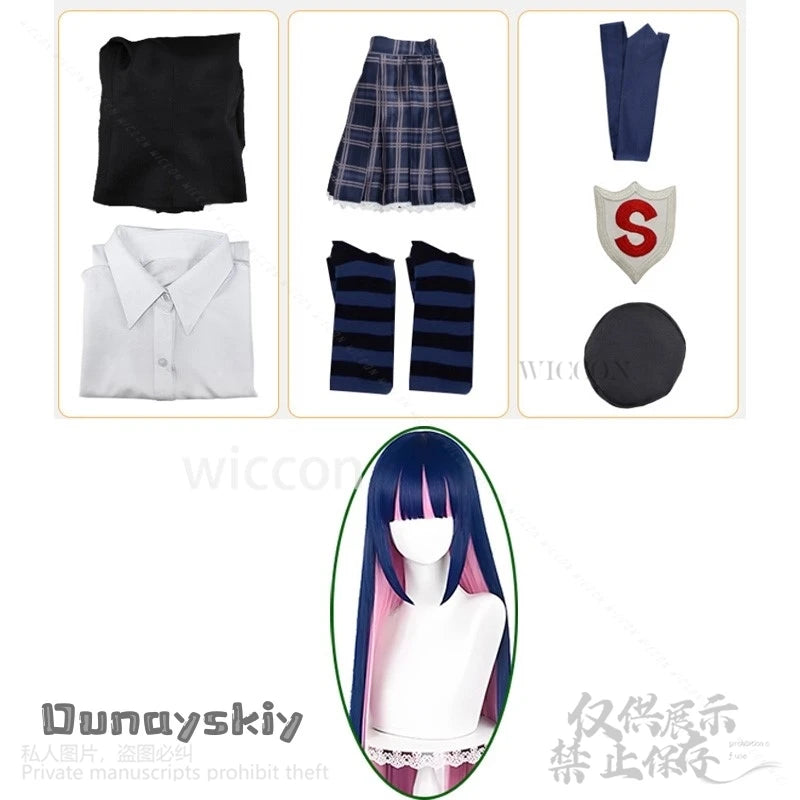Panty Anime Cartoon Stocking Cosplay JK School Uniform Skirt Dress Woman Girls Sexy Party Suit Wigs Cos Halloween Customized