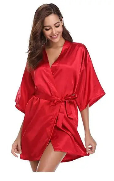 Satin Robe Female Intimate Lingerie Sleepwear Silky Bridal Wedding Gift Casual Kimono Bathrobe Gown Nightgown Sexy Nightwear
