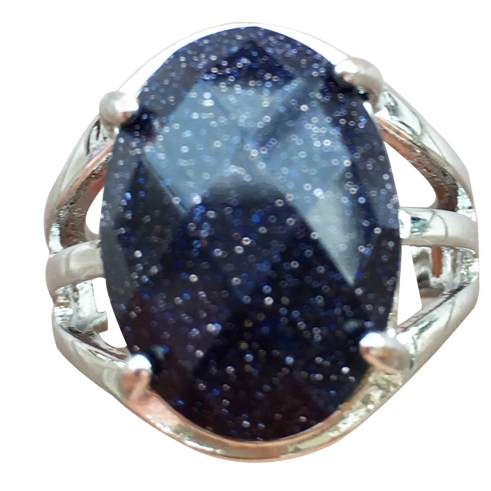 Crystal Faceted Oval Women Men Art Round Ring  7~12" Adjust Size WB827
