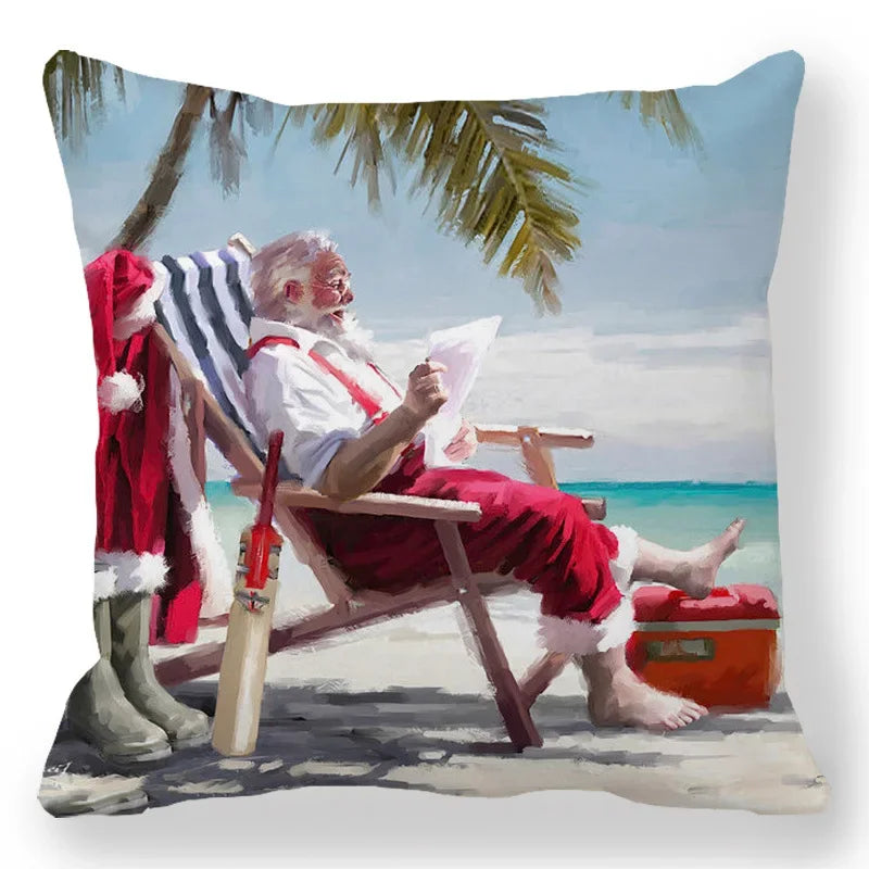 Christmas Decoration Pillowcase Santa Claus Snowman Deer Cushion Cover Home Sofa Chair