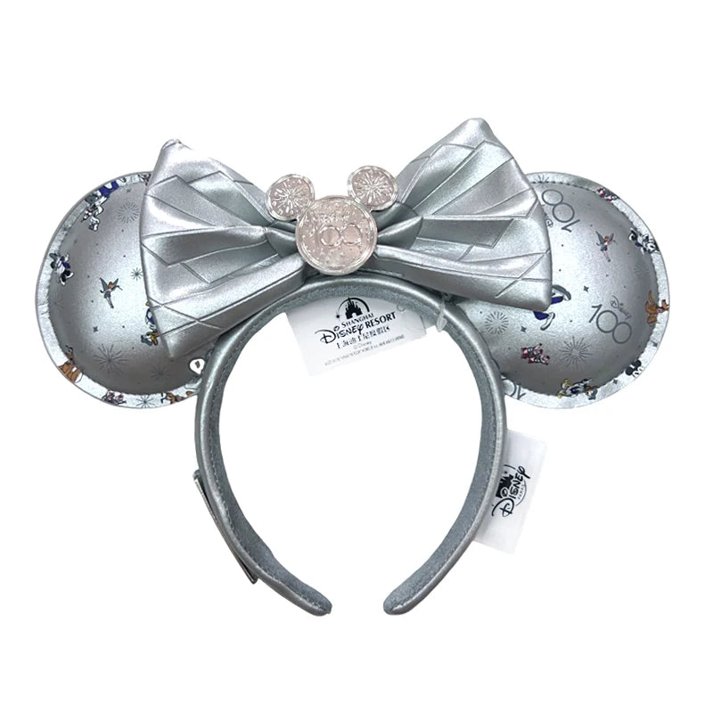 Disney Princess Mickey Mouse Headband Mickey Ear Rapunzel Snow White Sequin Bow Hair Hoop Gift Girl Accessories Christmas Gift