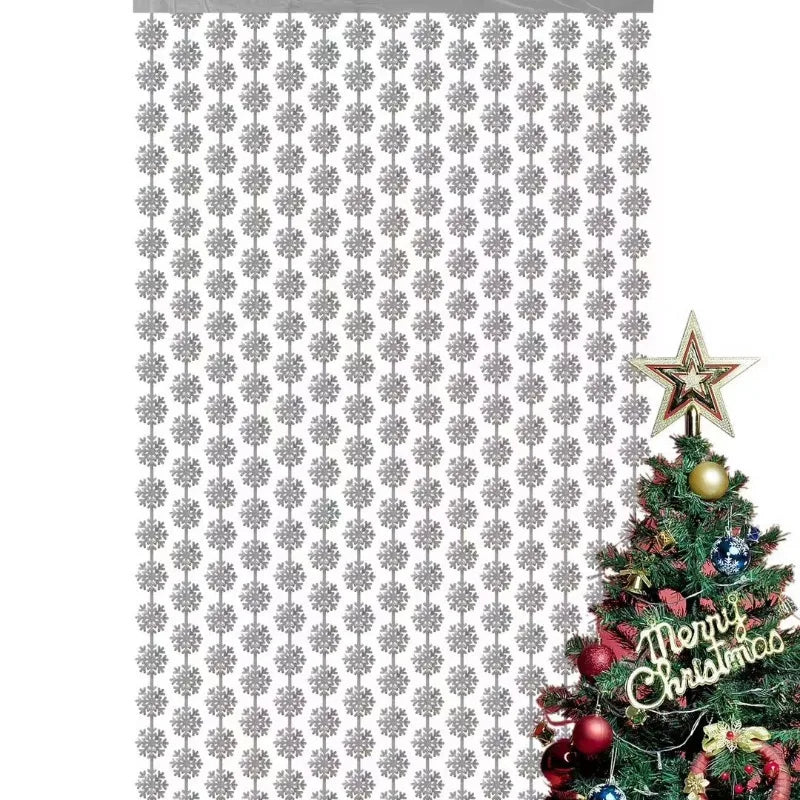 Iridescent Laser Snowflake Rain Foil Curtain Hanging Party Backdrop Decoration for Christmas Party Winter Party Background Decor