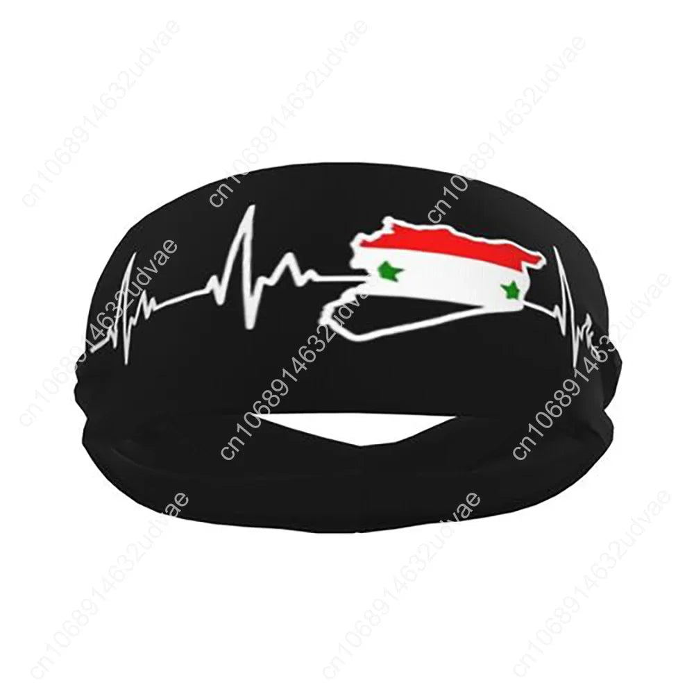 Syrian Sport Sweatbands Flag of Syria Sweat Headband Gym Fitness Hair Bandage Anti-slip Hair Sweat Bands