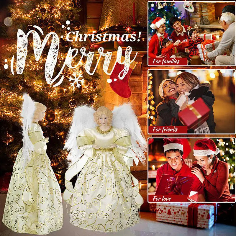 Christmas Angel Tree Topper Delicate White Angel Ornaments Christmas Tree Top Decor Festive New Year Party Decorative Supplies