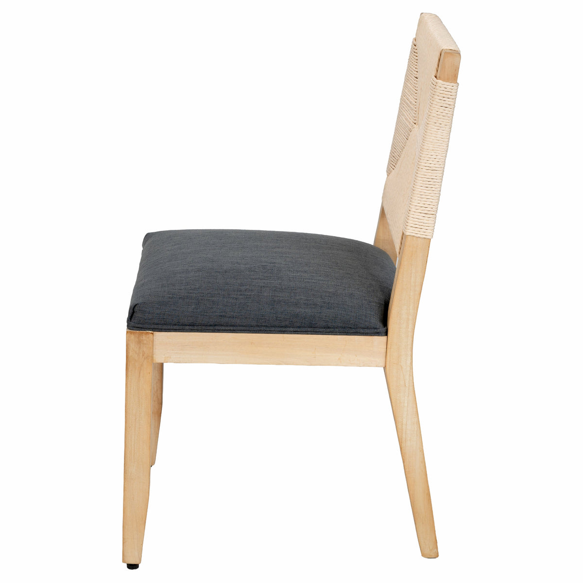 Dining Chairs Set of 2 with Woven Rope Backs and Linen Seats, French